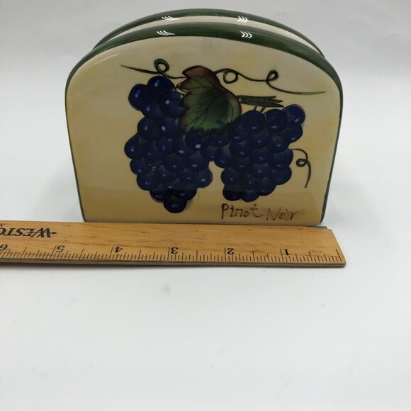 Vintage Style Eyes by Baum Bros Ceramic Napkin Holder Grapevine Fruit Decor - Picture 10 of 13